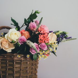 flowers in basket
